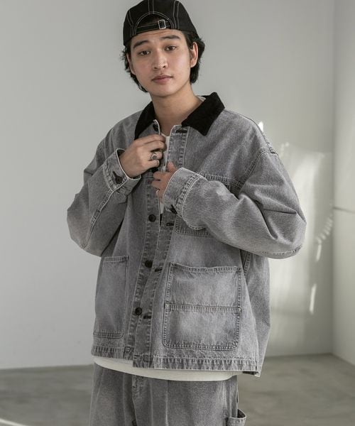 セットアップ対応】ヴィンテージライク/デニムショートカバーオール
