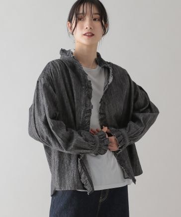 natural by clip》コットンリネンダンガリーフリルブラウス | [公式