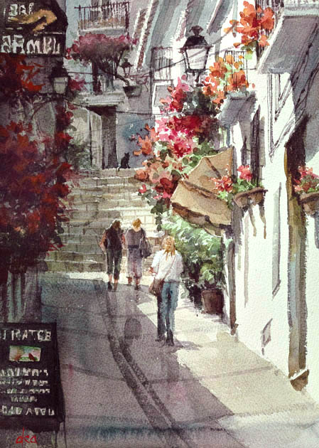 スペインのミハス : 赤坂孝史の水彩画 AKASAKA TAKASHI watercolor