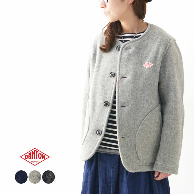 DANTON [ダントン] W's WOOL MOSSER NOCOLLAR JACKET / ウールモッサー