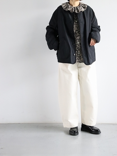 R&D.M.Co- ラッフルドカラーブラウス / ワイルドベリー Flax