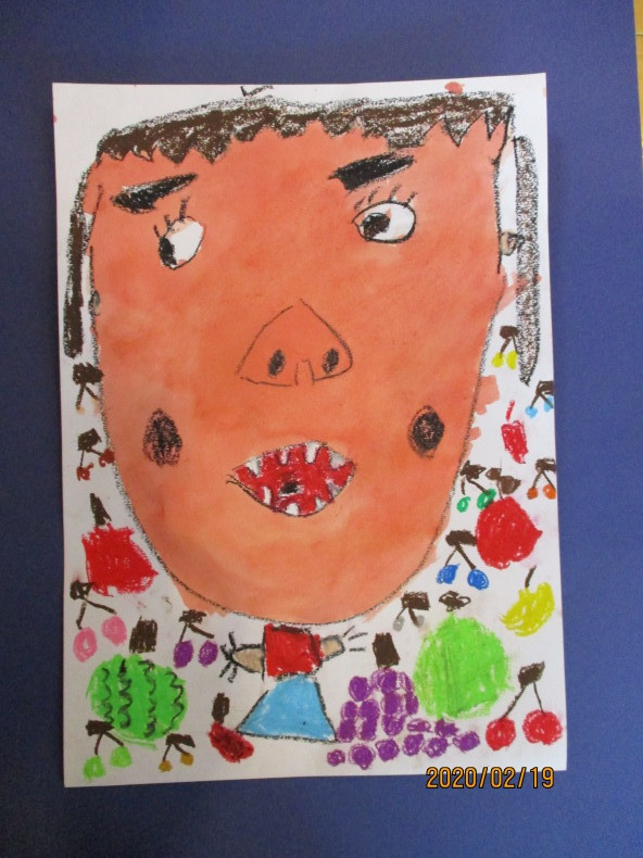 〇才の顔 2月出前授業⑧ A保育園年長組 : ドングリマン絵画造形教室