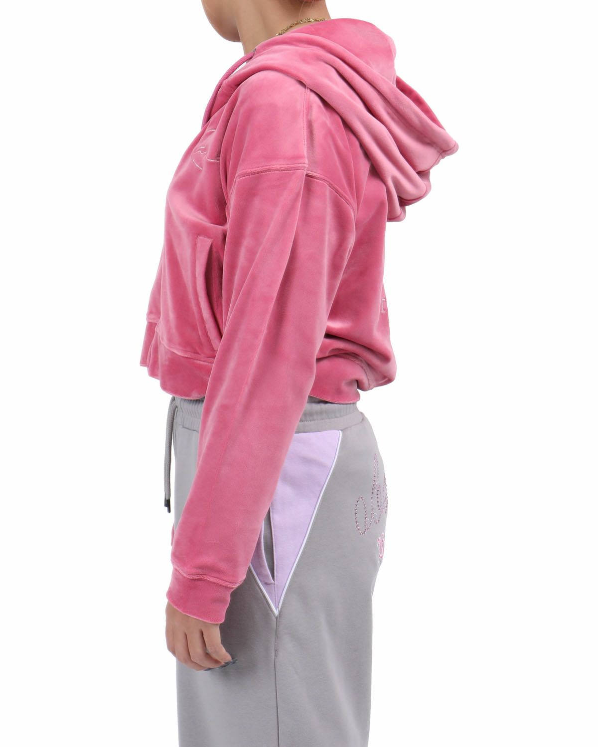 Karl Kani] ウィメンズ ショート丈 ベロア ジップパーカー | PEET