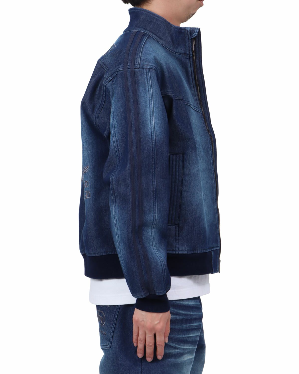 Norton] 防風 ストレッチ スタンドネック 畝刺繍 デニムジャケット