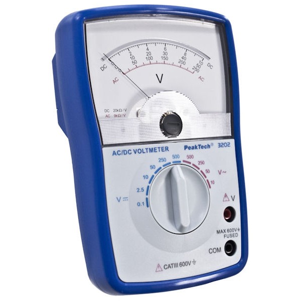PeakTech 3202 - Analog Voltmeter DC/AC, DC 20kΩ/V 0.1-500V