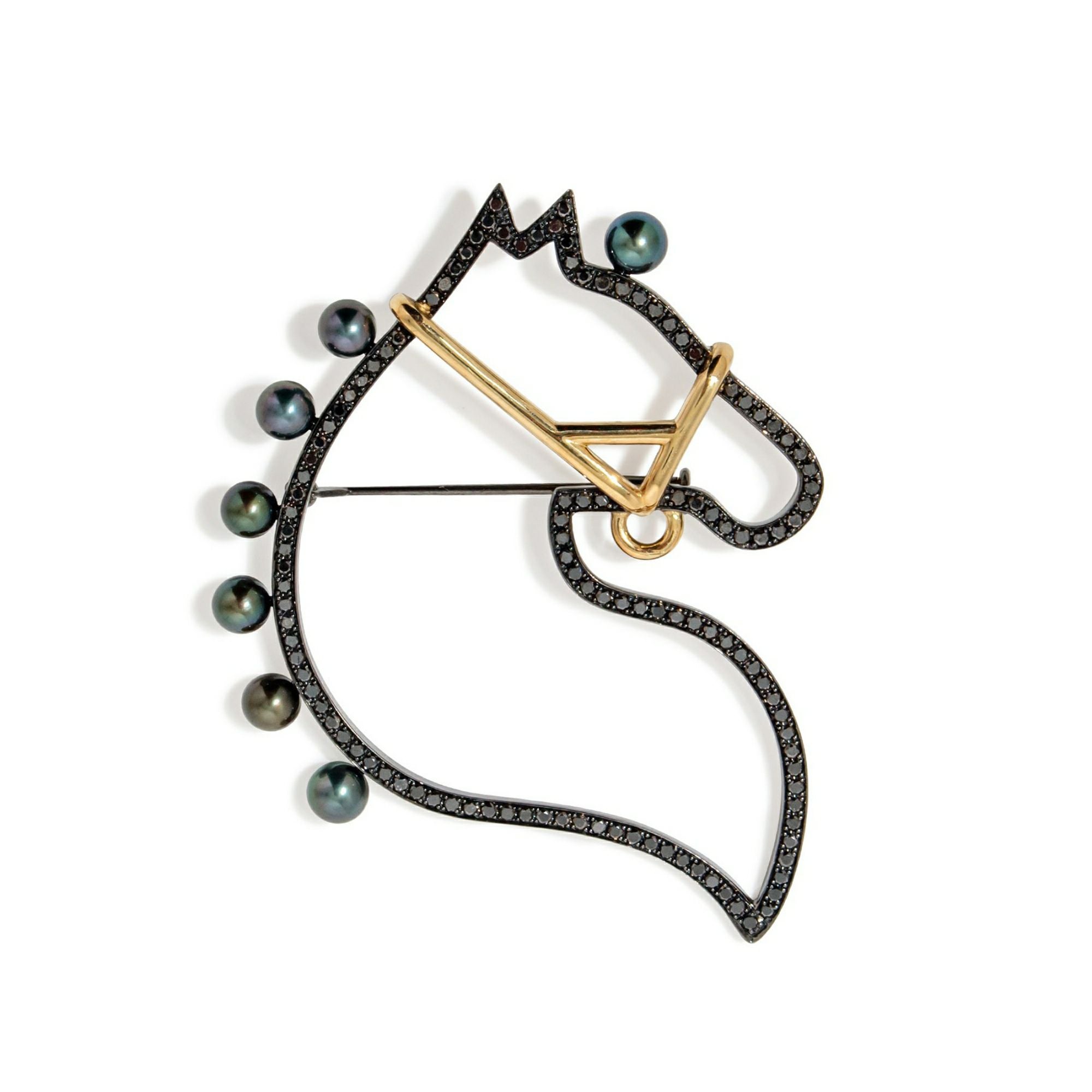 Cheval シュヴァルブローチ M あこや真珠 4.5-5.0mm SV925 BRhP/GP