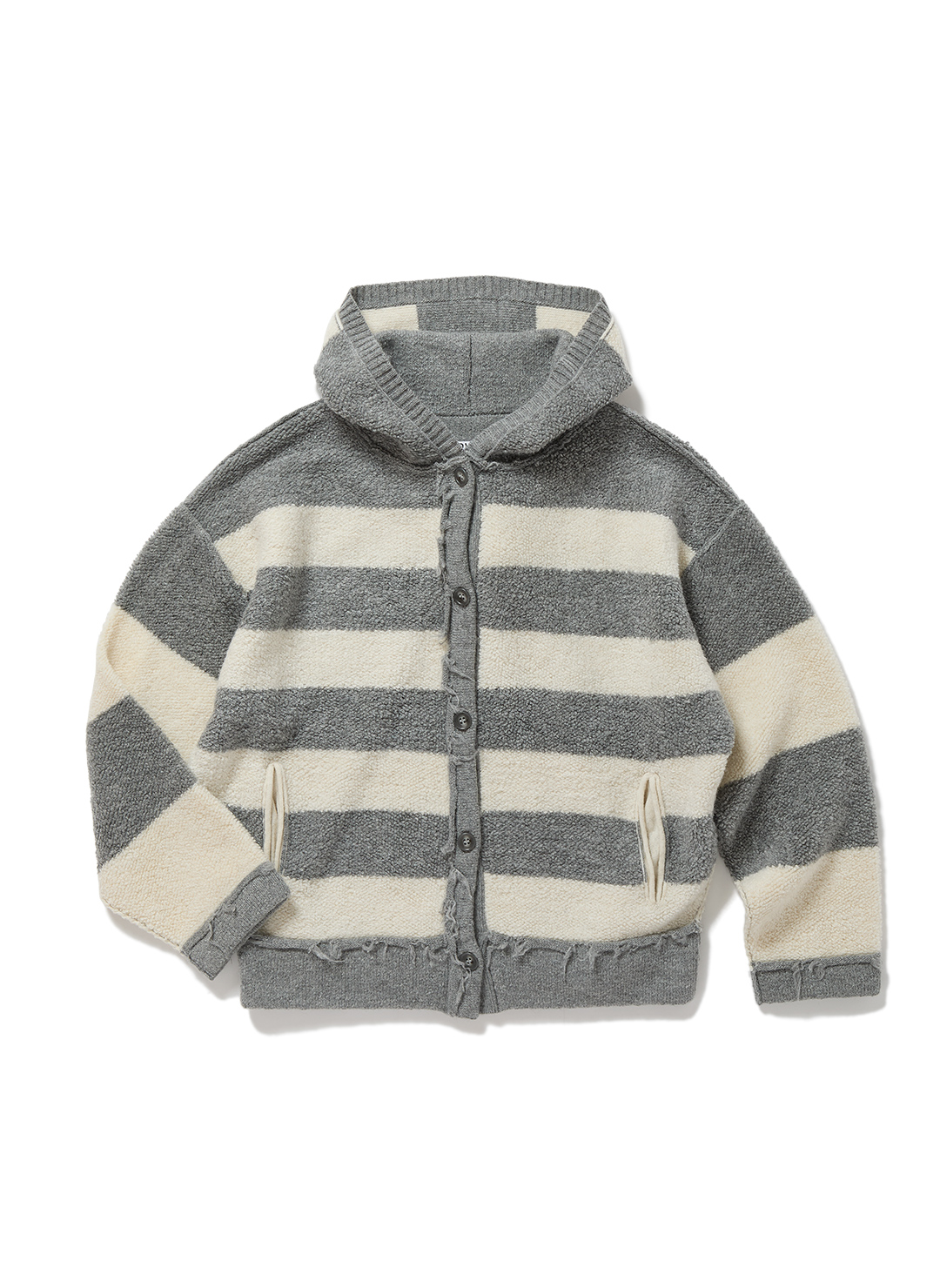 Textured Stripe Knit Cardigan/Gray｜PERVERZE | パーバーズの公式