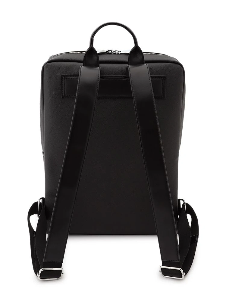 M．グレー サフィアーノ調リュックサック ブラック/ミディアムグレー