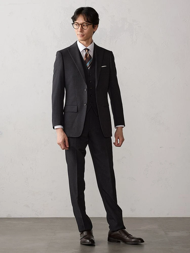 ネイビー 【WEB限定】テフロン加工ネクタイ ストライプ ワイン