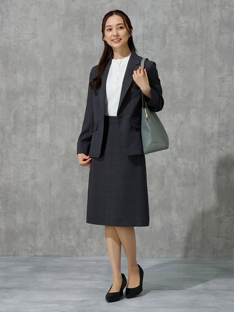 M．グレー My wardrobe ドビー ウィンドペンスーツ フレアスカート