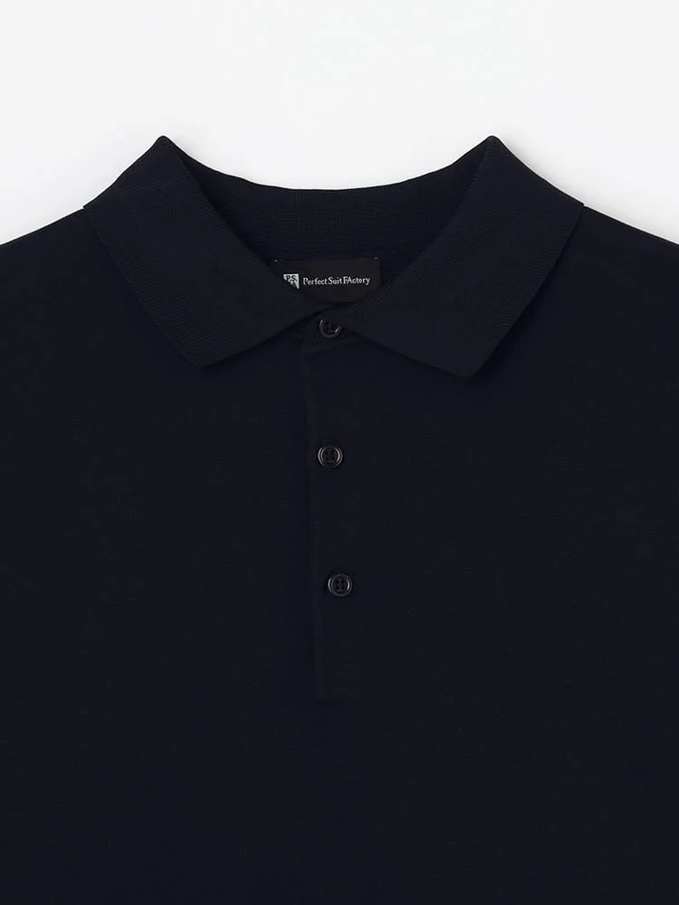 ブラック 長袖ニットポロ ブラック/グレー/ネイビー | P.S.FA公式通販