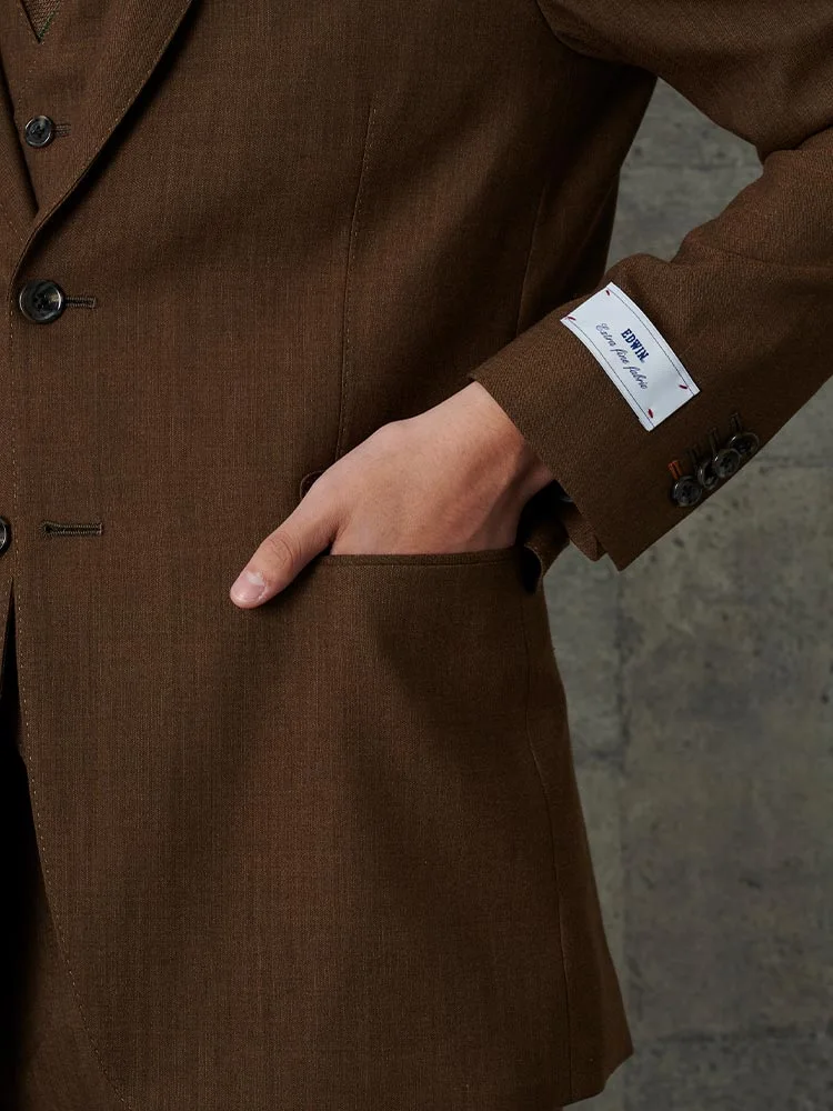 ブルー EDWIN ウール混デニムライク ジャケット ブラック/ブルー