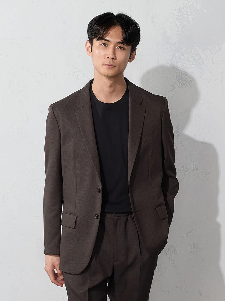 ブルー TOKYORUN ストレッチ セットアップジャケット ブルー/ブラウン