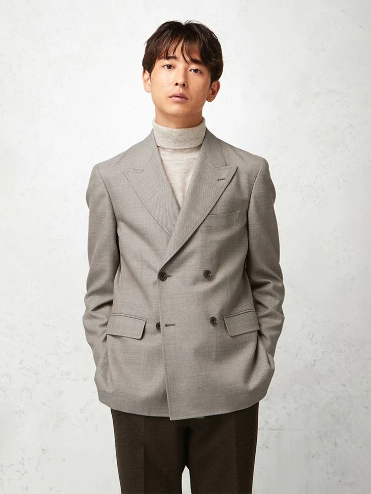 ブラウン TRANS CONTINENTS ウールサキソニー セットアップジャケット