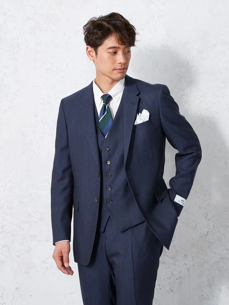 ブルー EDWIN ウール混デニムライク ジャケット ブラック/ブルー