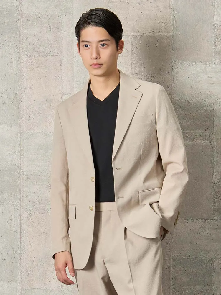 TRANS CONTINENTS コットンリネン混シングルスーツ ベージュ | P.S.FA