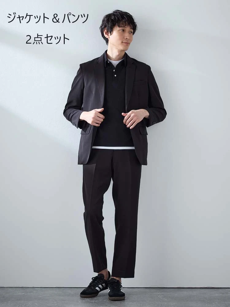 C．グレー 【上下セット】ライトセットアップ ブラック/グレー