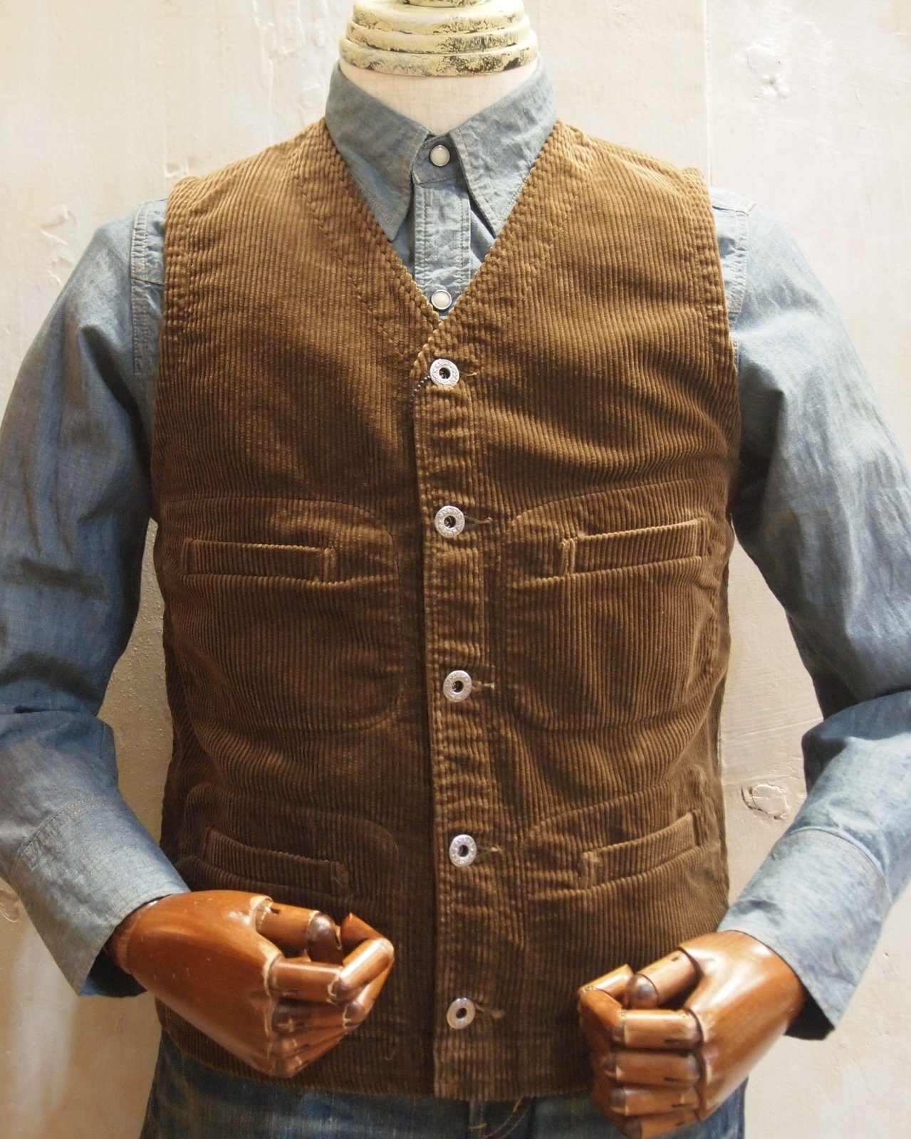 バズリクソンズ コーデュロイ ワークベスト ブラウン - JET RUG