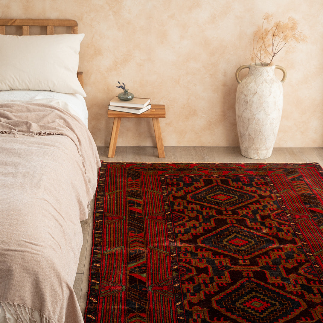 ペルシャ手織り絨毯 ウール ラグ バルーチ 120×196cm OUTLET