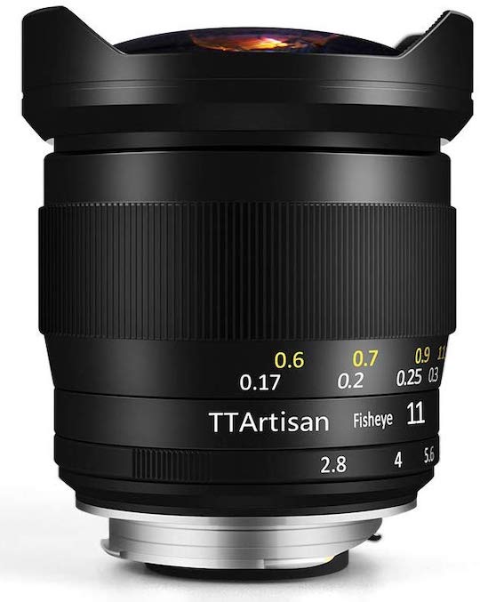 The TTArtisan 11mm f/2.8 full-frame fisheye lens is now also