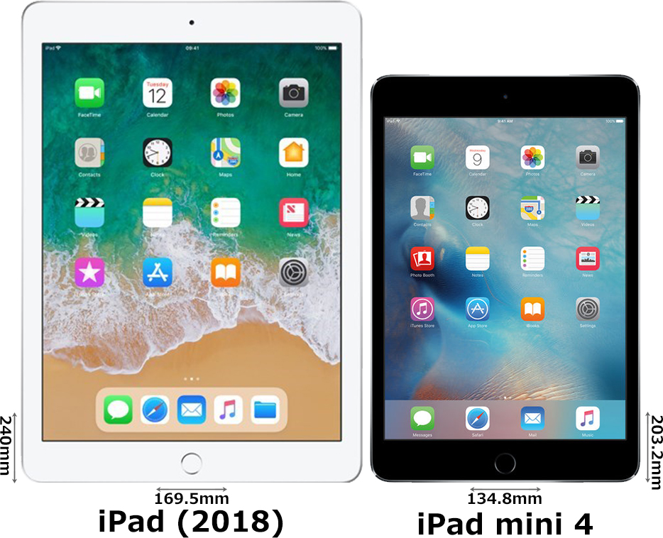 iPad(2018)」と「iPad mini 4」の違い - フォトスク