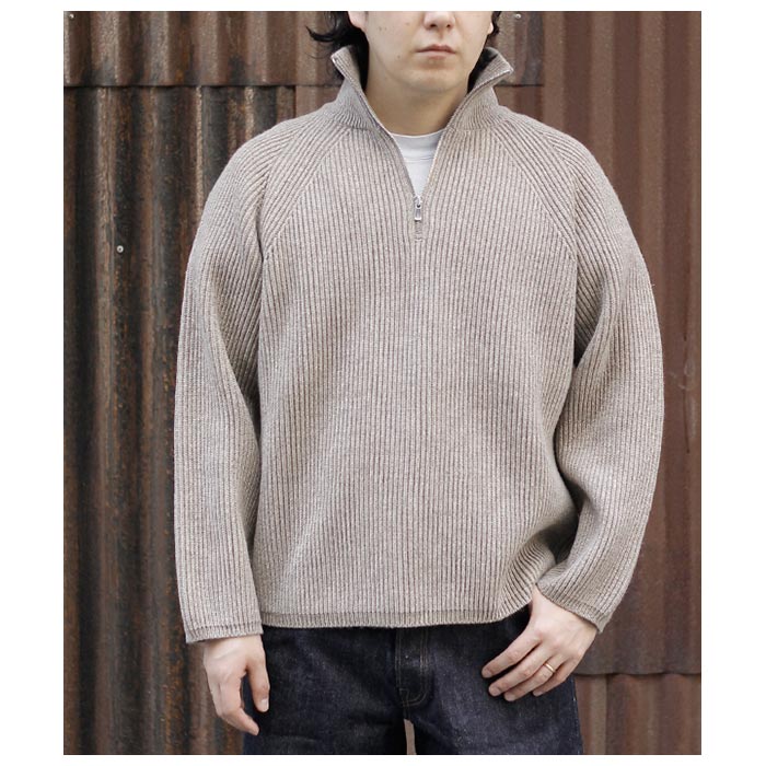バトナー BATONER ハイツイスト カード ウール ラグラン ハーフジップ