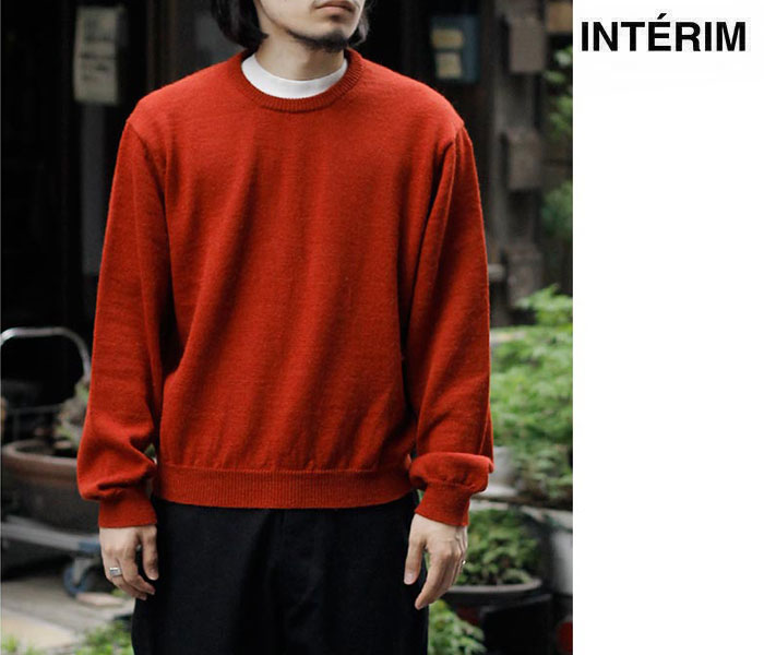 インテリム INTERIM ウール アルパカ 7ゲージ クルーネック セーター