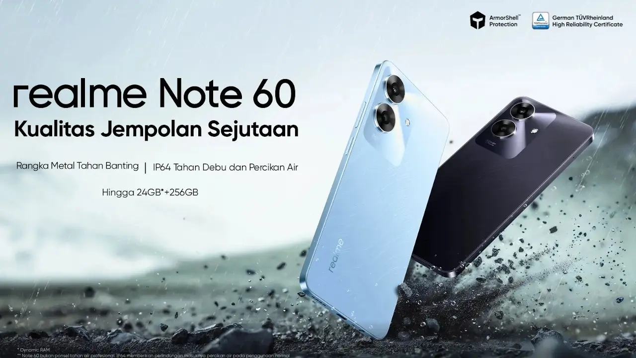 realme Note 60 発表、UNISOC T612搭載6.74インチ4Gスマートフォン