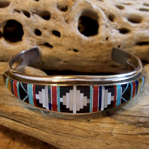 ズニ族：インレイ マルチストーン カフブレスレット - PINE☆FIELD