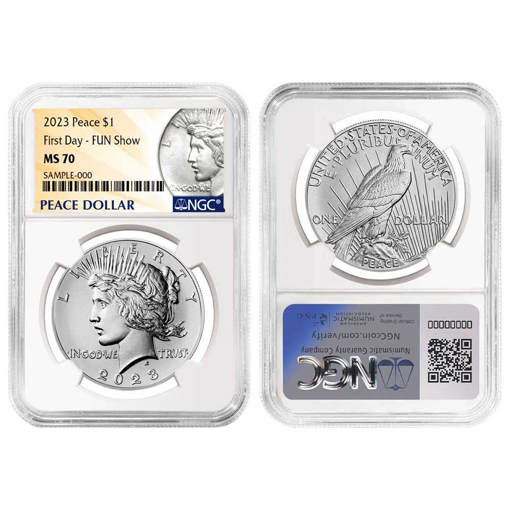 2023 $1 Peace Silver Dollar NGC MS70 FDI Peace Label Fun Show