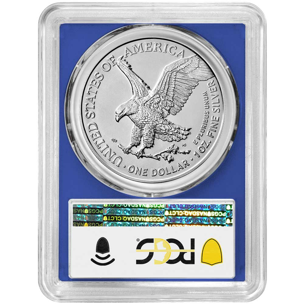 2022 (W) $1 American Silver Eagle PCGS MS70 Blue Label Blue Frame