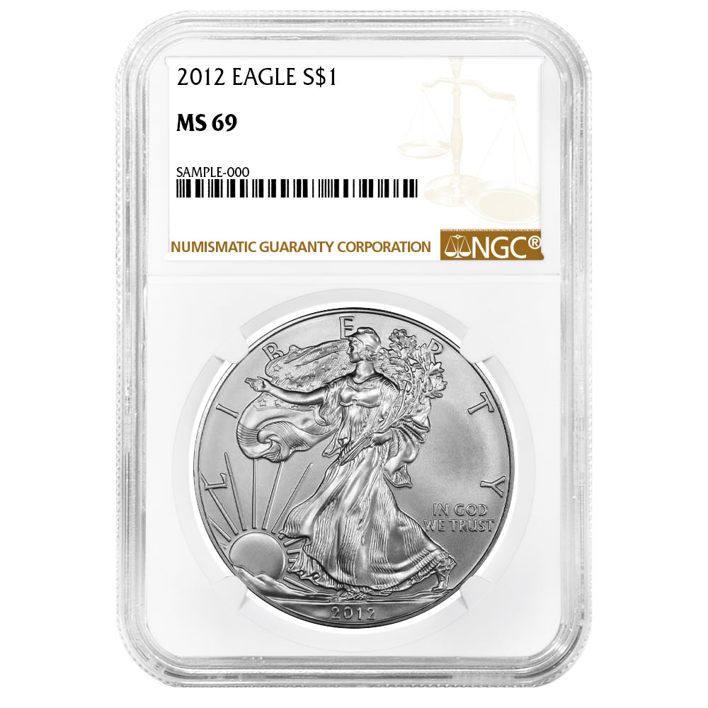 2012 $1 American Silver Eagle NGC MS69 Brown Label - Pinehurst Coins