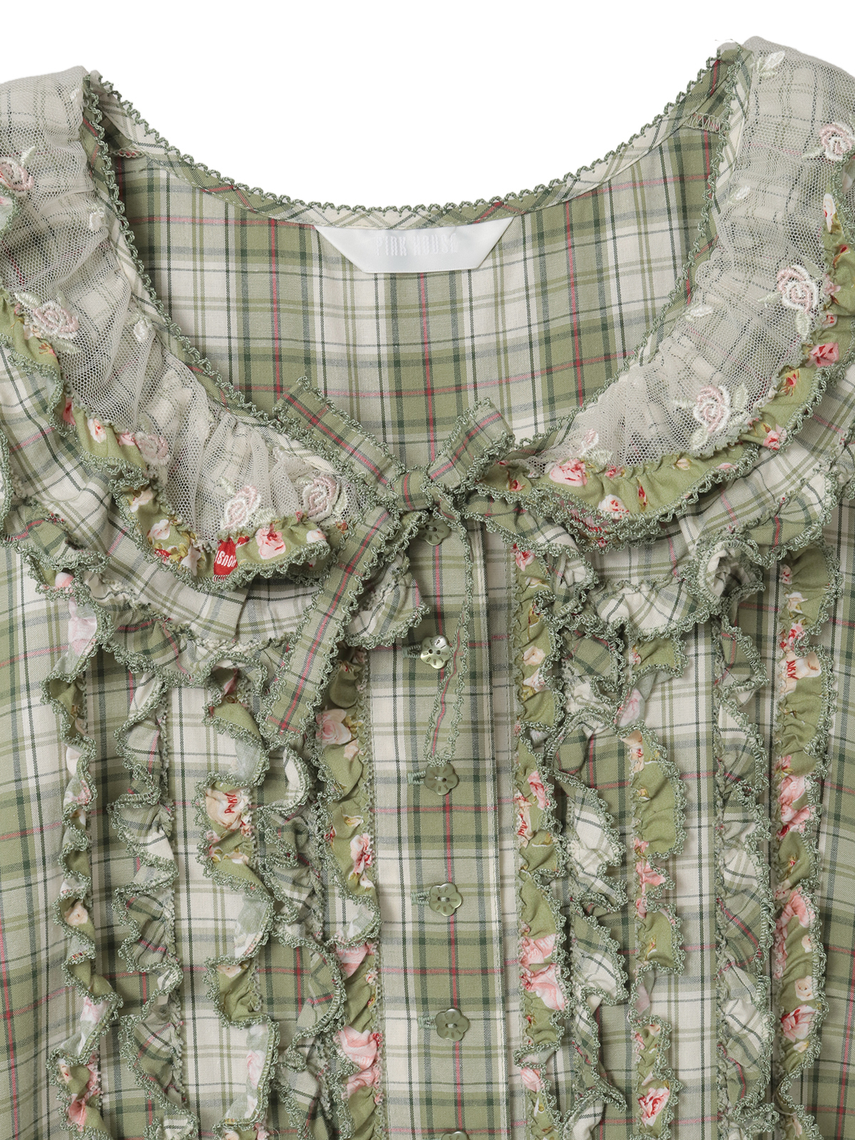 ローズレース使いミックスパッチワークワンピース｜ピンクハウス