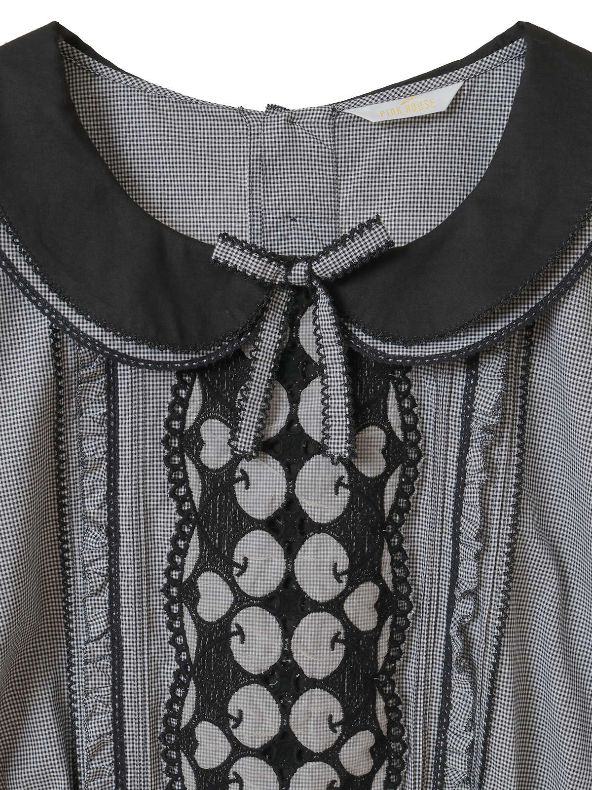 チェリーレース使いギンガムチェックブラウス｜ピンクハウス