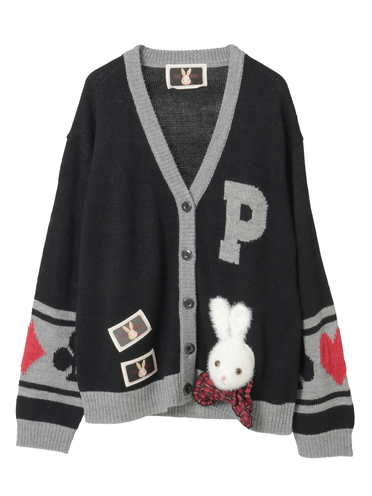 うさぎ顔ぐるみモチーフ付きニットカーディガン｜ピンクハウス