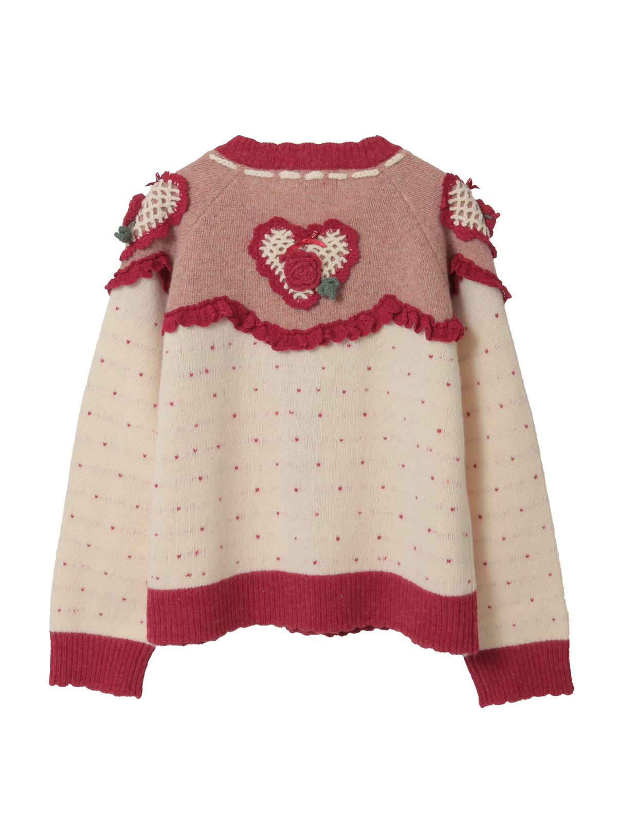 ハートモチーフ使いヨークニットカーディガン｜ピンクハウス