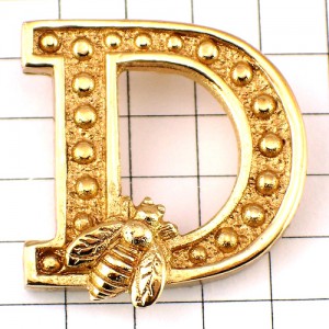 ピンバッジ・クリスチャンディオールDとミツバチ蜜蜂 CHRISTIAN-DIOR
