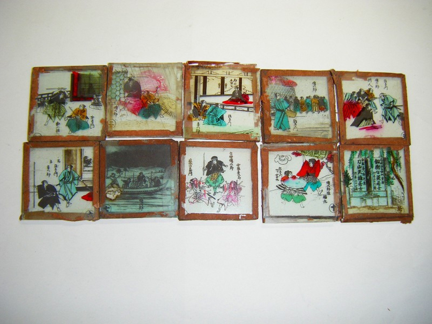 明治 浮世絵 幻灯機「彩色 ガラス絵 (4) 崇禅寺馬場の敵討 遠城兄弟