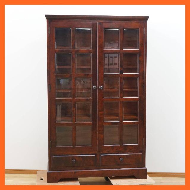 北海道民芸家具 天然木 本棚 カバ材 幅約108cm 樺材 飾り棚 書棚 収納