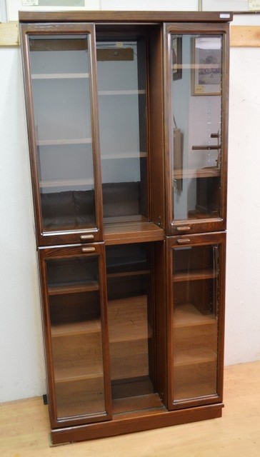 本棚 小島工芸 スライド ダークブラウン 棚板調整可 収納 元値7万 本棚