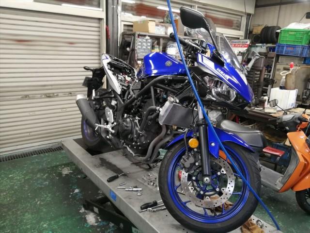 ヤマハ R25(RG10J) エンジンかからず セルモーター分解清掃 カーボン