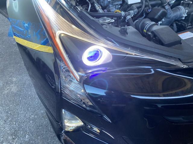 トヨタ 50プリウス ヘッドライト加工 インナーブラック塗装、COBリング