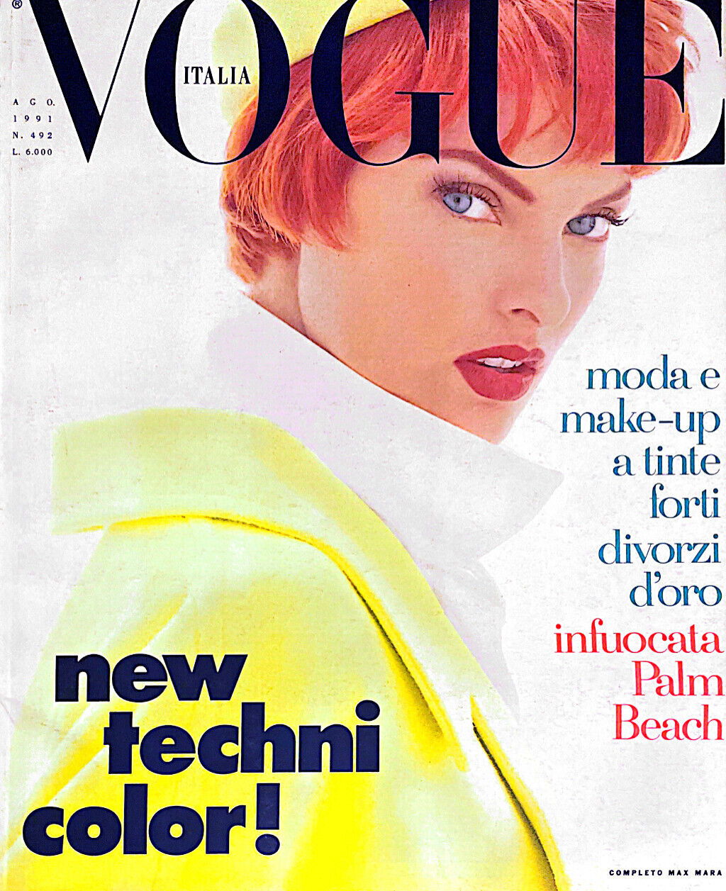VOGUE Magazine Italia August 1991 LINDA EVANGELISTA Yasmeen Ghauri
