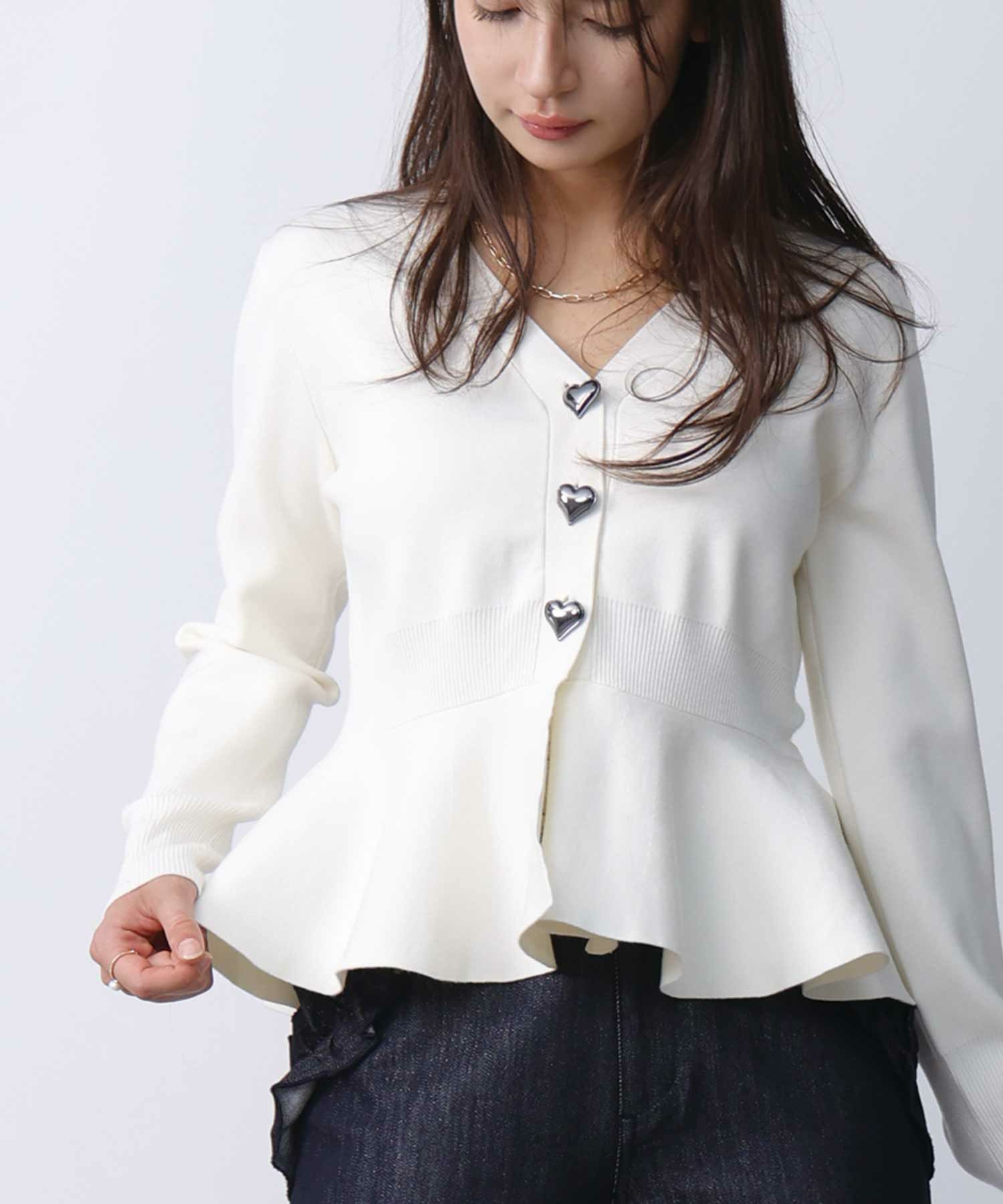 ハートボタンペプラムカーディガン | PICCIN (ピッチン) 公式通販