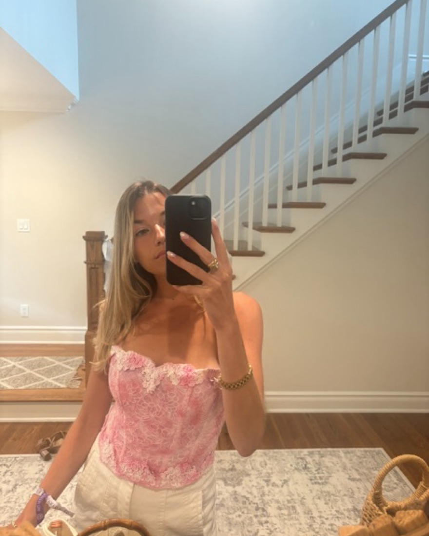 LoveShackFancy Lace Arno Bustier Corset by LoveShackFancy - Pickle