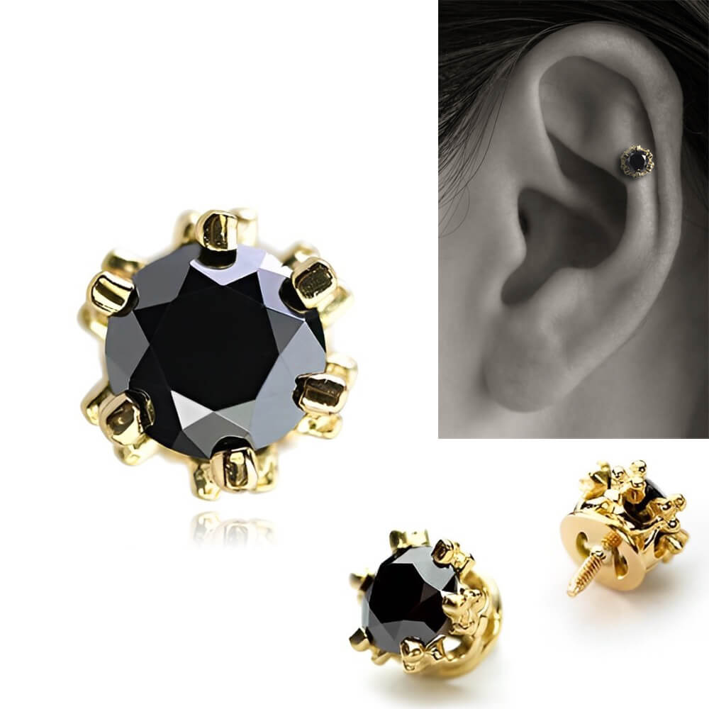 K18金 プラチナ ブラックダイヤモンド ボディピアス・軟骨ピアス