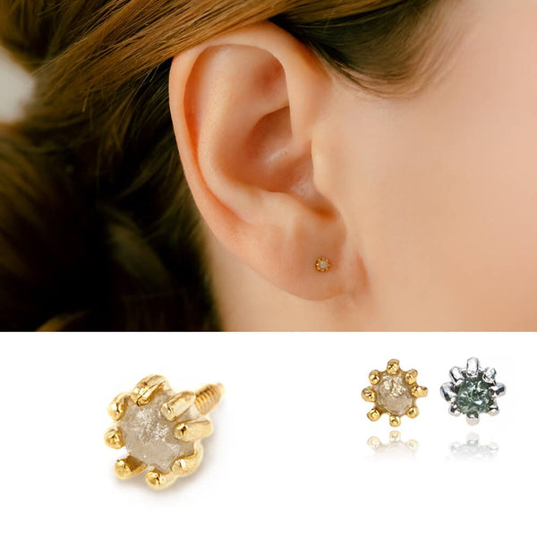 ラフダイヤモンド ボディピアス │ ラフカットダイヤモンドの軟骨