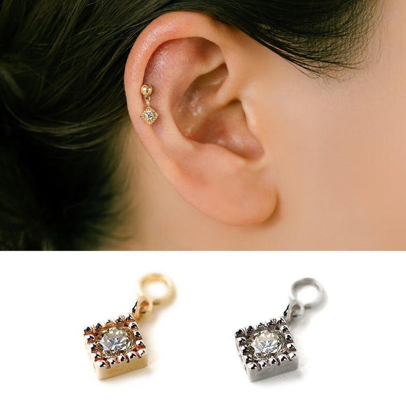 K18 K10ダイヤモンド 軟骨ピアス・ボディピアスチャーム │送料無料