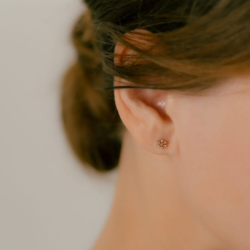 軟骨ピアスパーツ K10YG ホワイトトパーズ＆ダイヤモンド (フラワー 花