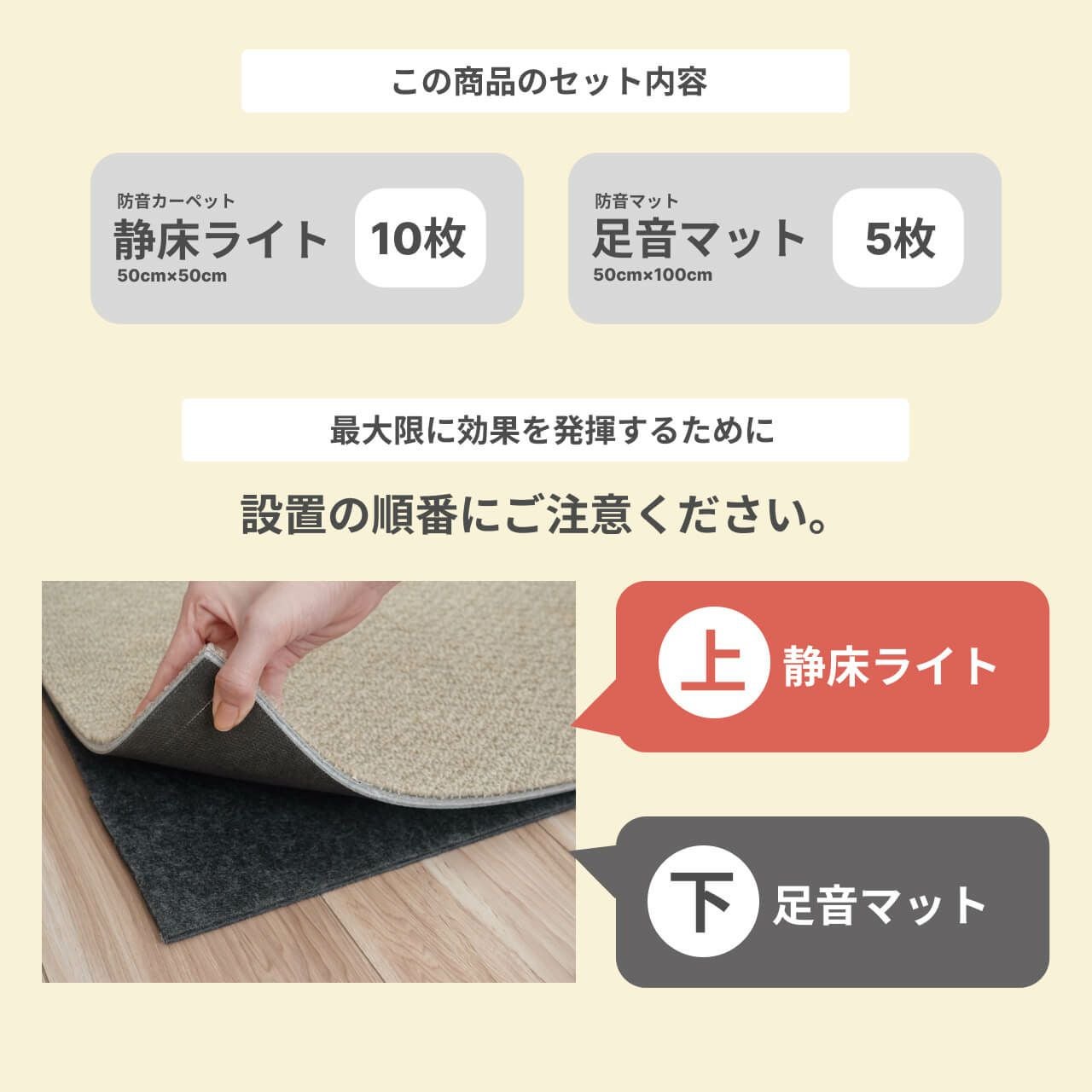 防音マットセット 静床ライト 10枚 足音マット 5枚 | 防音専門ピアリビング